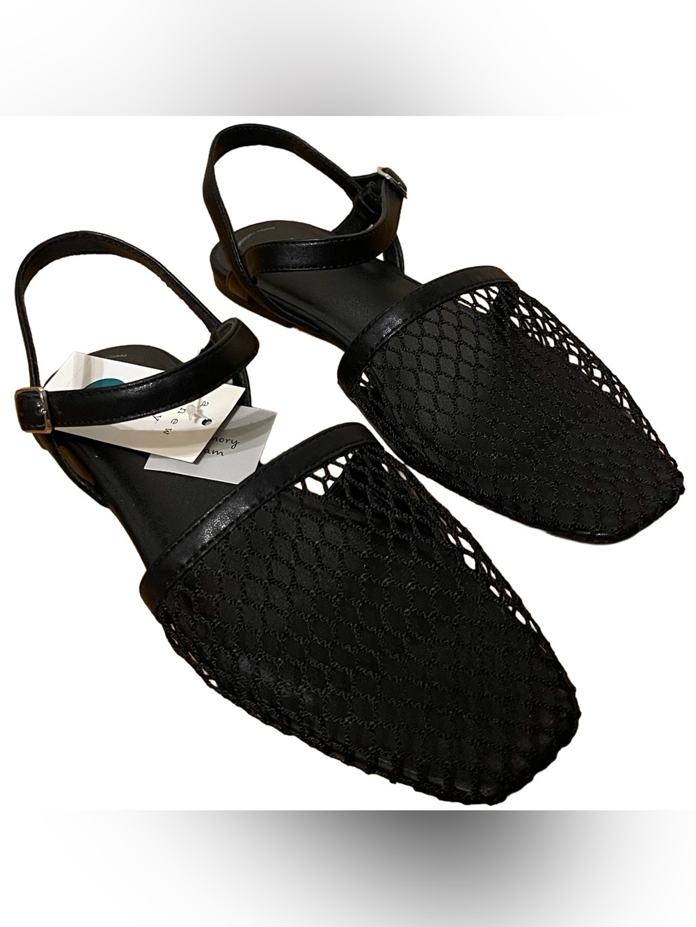 A New Day “Vanna” Women’s Size 9 Fishnet Mesh Slingback Flats Memory Foam Insole
